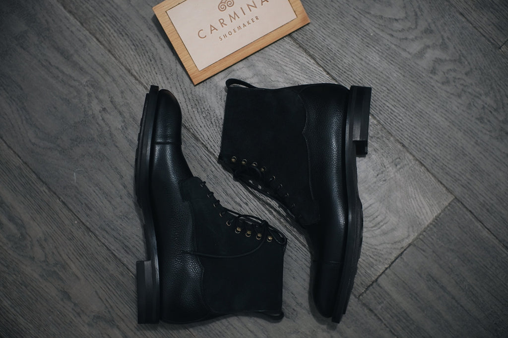 Carmina - Black Suede and Black Karangrein Field Boots Oscar Last
