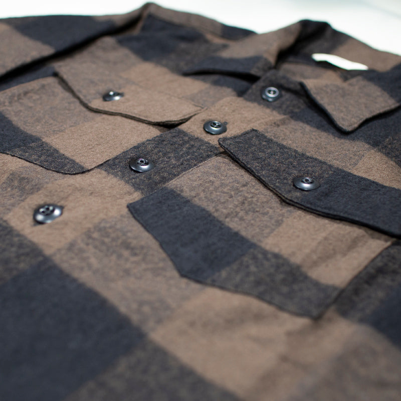 3sixteen -  Fatigue Overshirt in Brown Buffalo Check