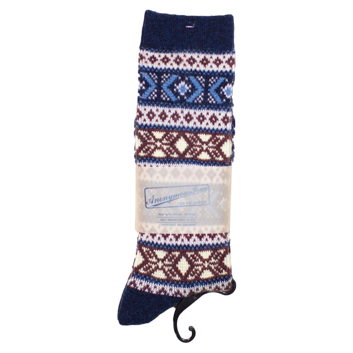 Anonymous ism - Blue Pattern Yarn Socks