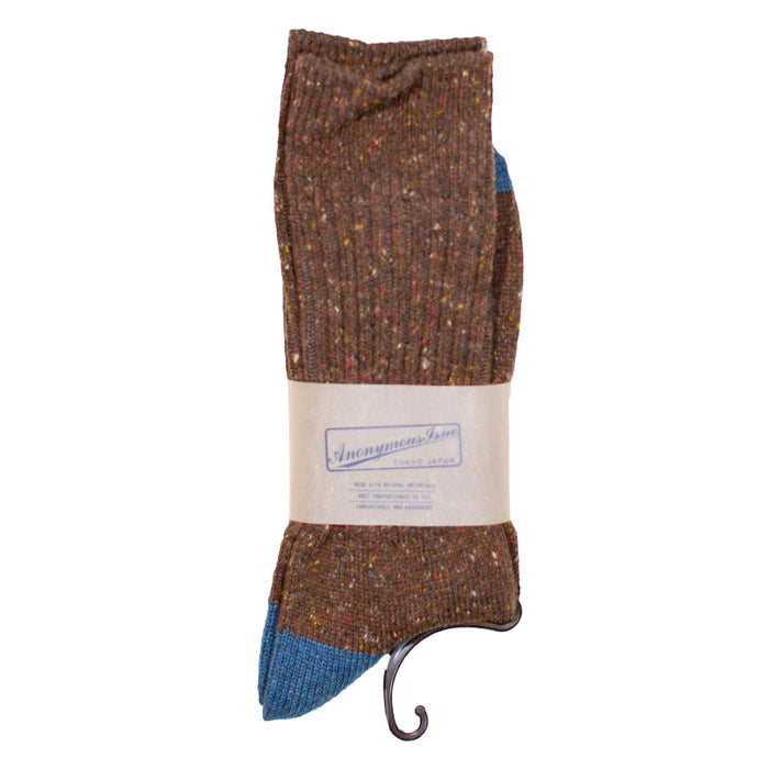 Anonymous ism - Brown Tweed Donegal Yarn Crew Socks