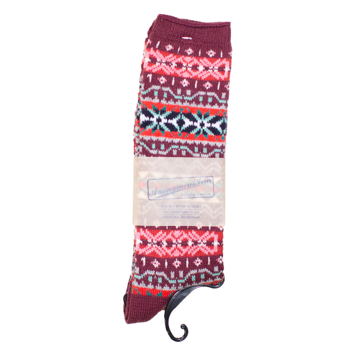 Anonymous ism - Red Fairisle Crew Socks