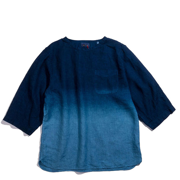 Blue Blue Japan - Linen PURE INDIGO GRADATION WIDE SLEEVE PULLOVER SHIRT