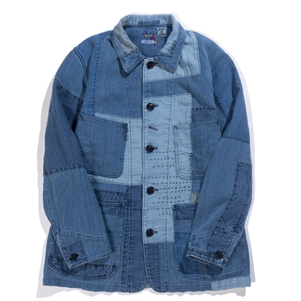 Blue Blue Japan INDIGO SASHIKO PATCHWORK COVERALL JACKET