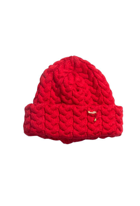 BLUE BLUE JAPAN - Red Chunky Cable Knit Hat