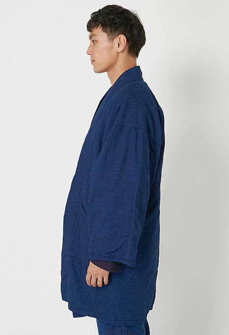 Blue Blue Japan -  WOVEN INDIGO HAND-ME DOWN COTTON "AWASE" Reversible "HAORI" Coat