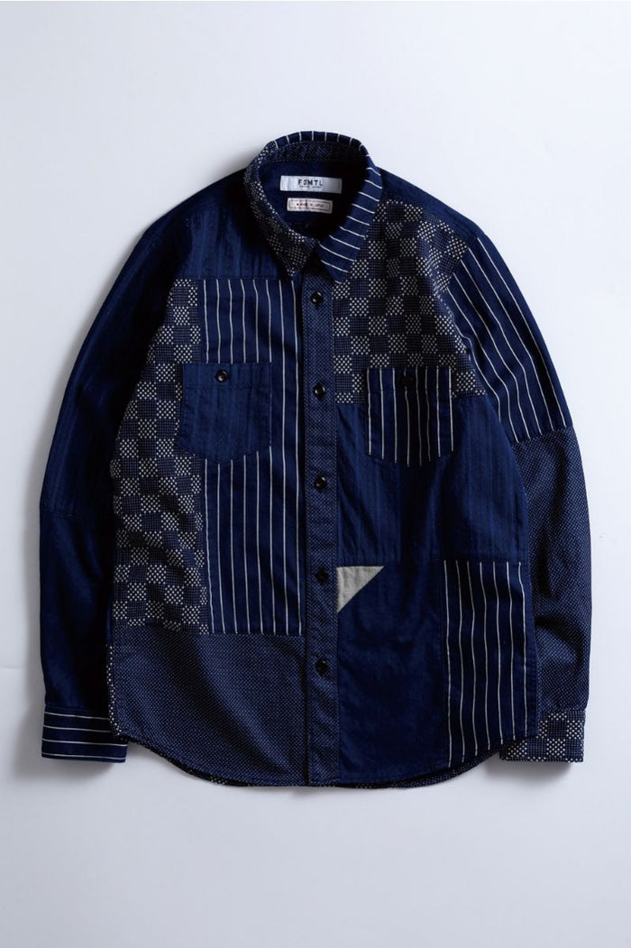 FDMTL - Indigo Boro Patchwork Shirt Rinse