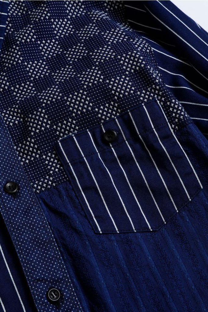 FDMTL - Indigo Boro Patchwork Shirt Rinse