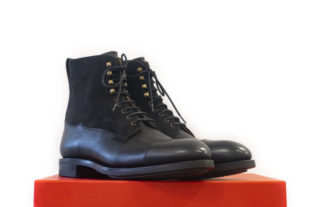 Carmina - Black Suede and Black Karangrein Field Boots Oscar Last