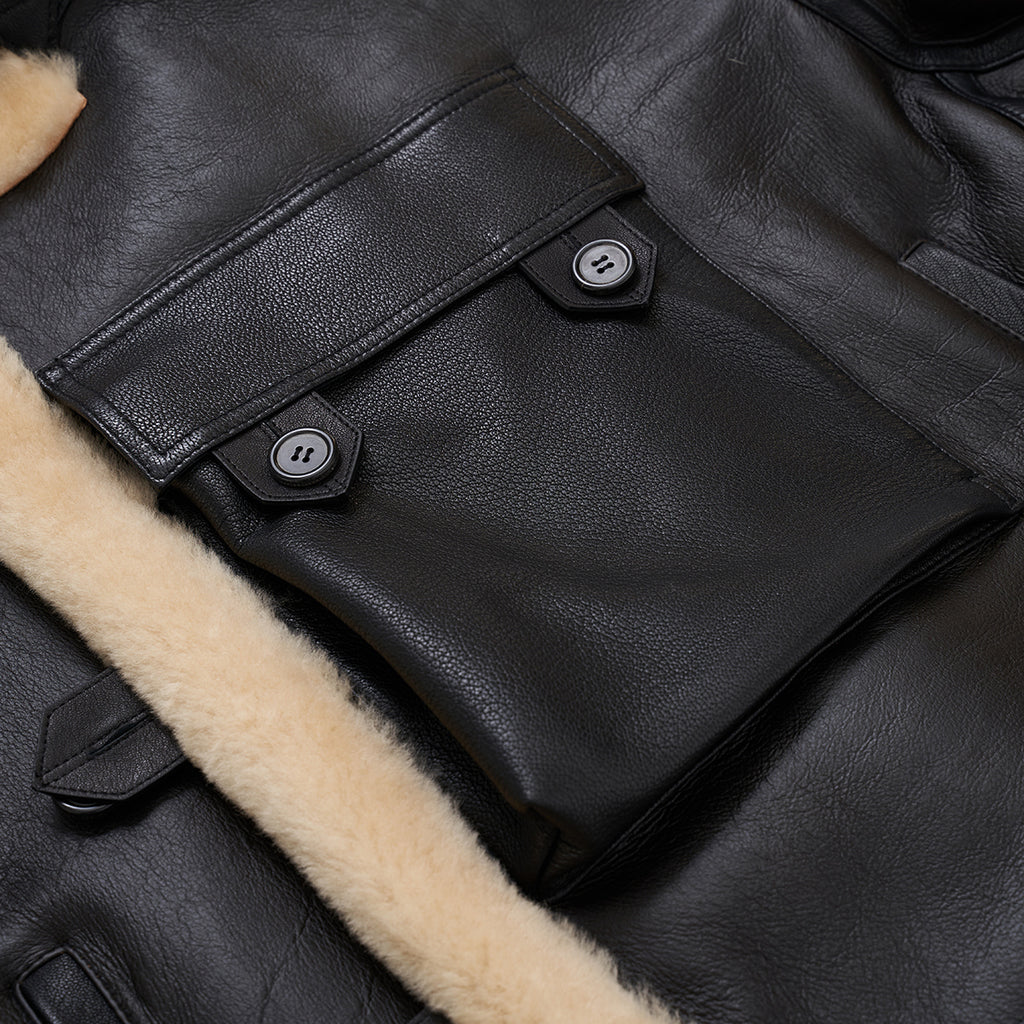 Eastlogue - SHEARLING Lined Leather MOTORCYCLE Jacket