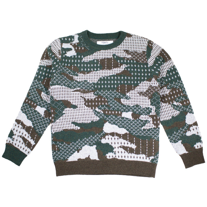 FDMTL - Khaki Patchwork Wool Sweater