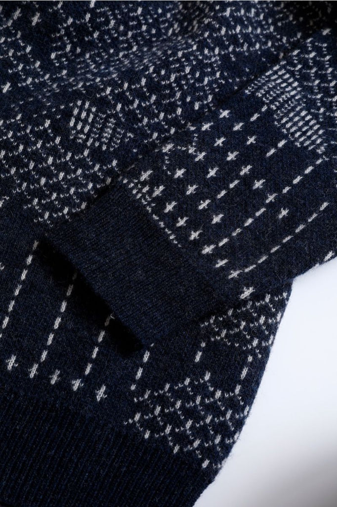 FDMTL - Navy Patchwork Wool Sweater