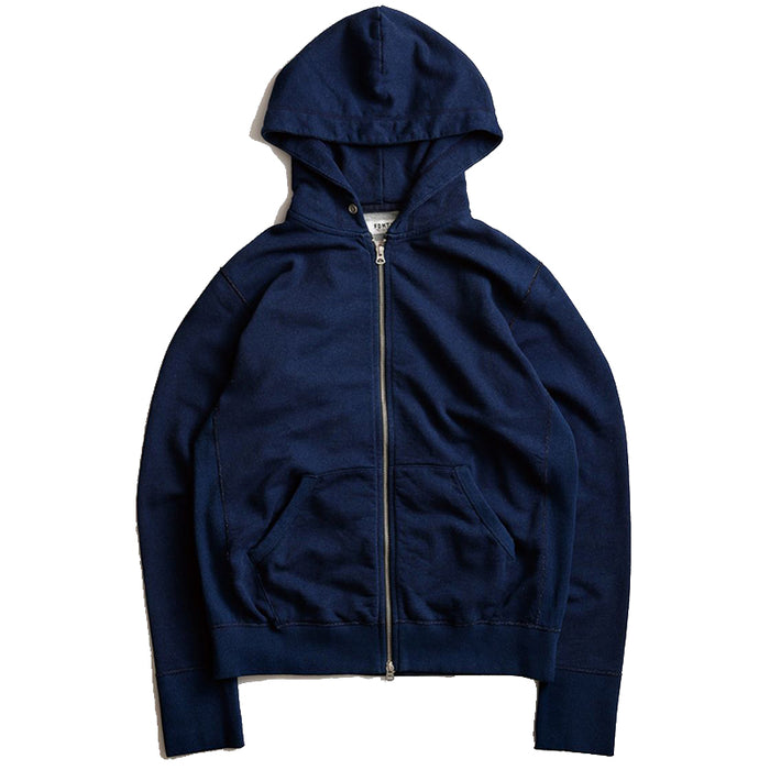 FDMTL - Indigo Dyed Zip Up Sweater