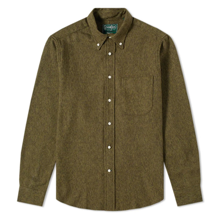 Gitman Vintage - Olive Cotton Tweed Button Down Shirt