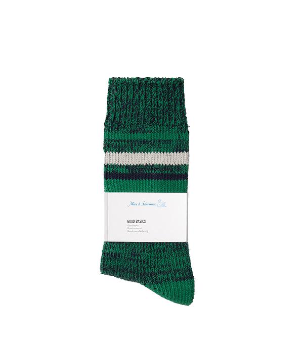 Merz B. Schwanen - GOOD BASICS: SOCKS - DEEP BLUE/GRASS
