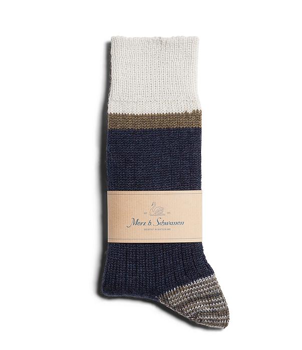 Merz B. Schwanen - Ink/Army Striped Sport Socks