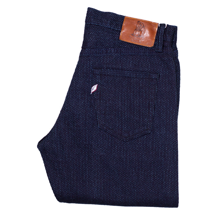 PURE BLUE JAPAN - DOUBLE INDIGO WOVEN SASHIKO RELAXED TAPERED DENIM