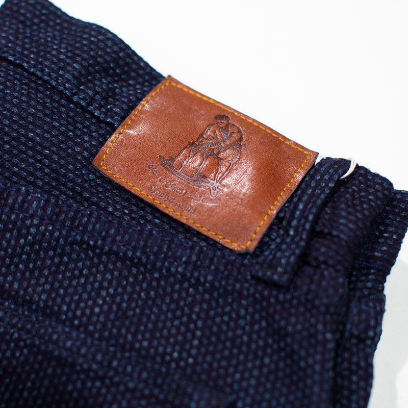 PURE BLUE JAPAN - DOUBLE INDIGO WOVEN SASHIKO RELAXED TAPERED DENIM
