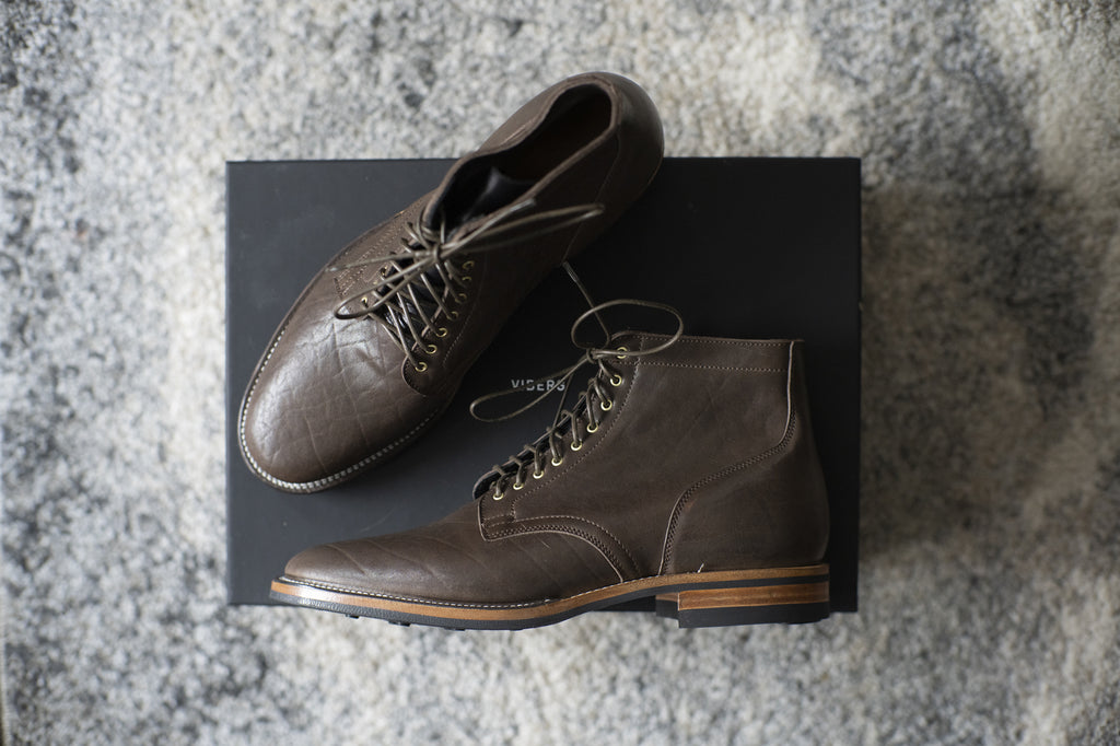 Viberg - Dark Brown Washed Horsehide Service Boot 2030 Last