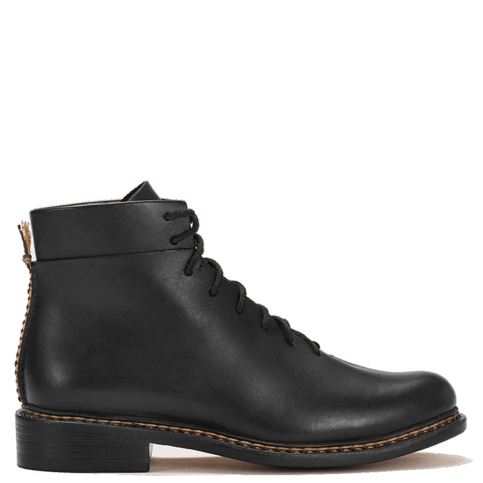 Feit - Black Wholecut Braided Lace Up Boot