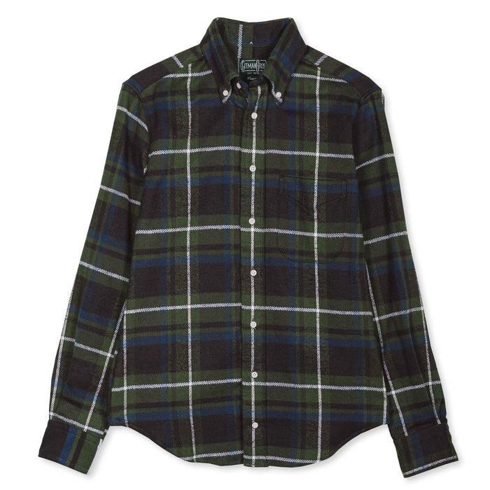 Gitman Vintage - Olive Rough Check Flannel Button Down Shirt