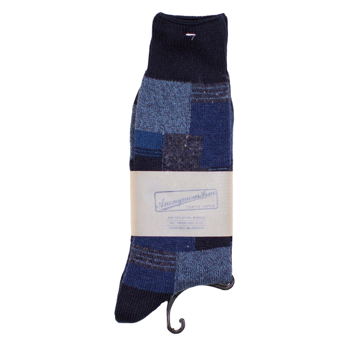 Anonymous ism - Navy Patchwork Socks