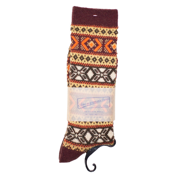 Anonymous ism - Brown Pattern Yarn Socks