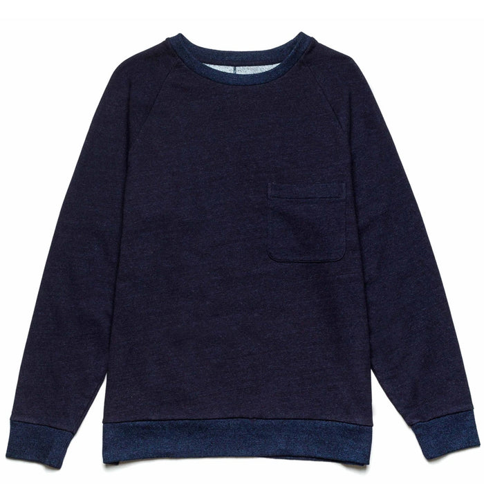 Blue Blue Japan -  Indigo Crewneck Indigo Dyed Split Back Sweater