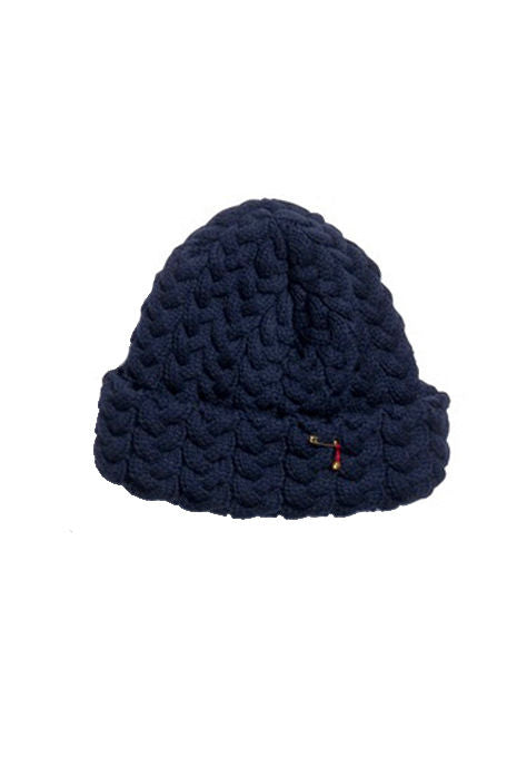 BLUE BLUE JAPAN - Navy Chunky Cable Knit Hat