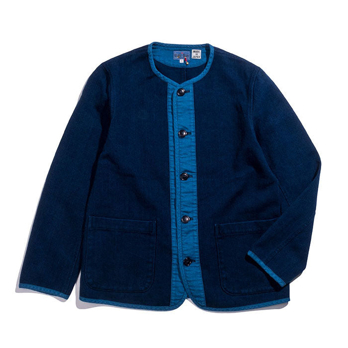 Blue Blue Japan - Pure Indigo Sashiko Collarless Jacket
