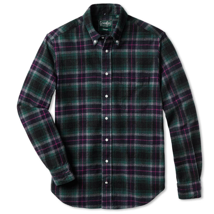 Gitman Vintage - Green Shaggy Check Flannel Button Down Shirt