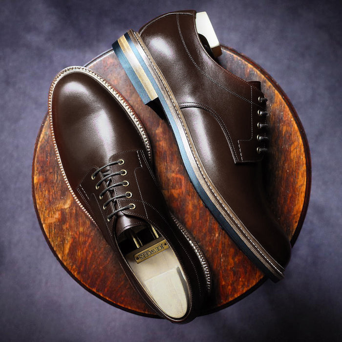 Joe Works Shoemaker - Dark Brown French Calf Plain Toe Derby (50% DEPOSIT PAYMENT)
