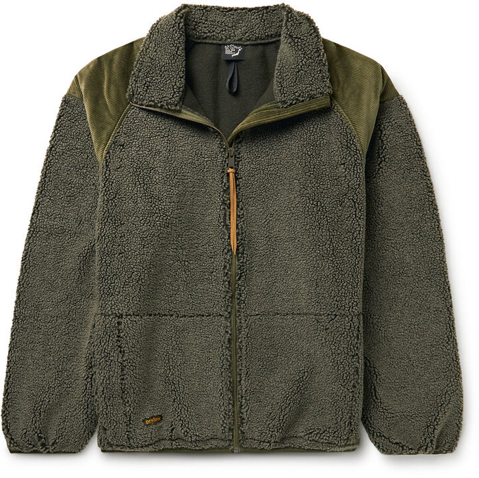 orSlow - Army Green Boa Fleece Zip Up Jacket