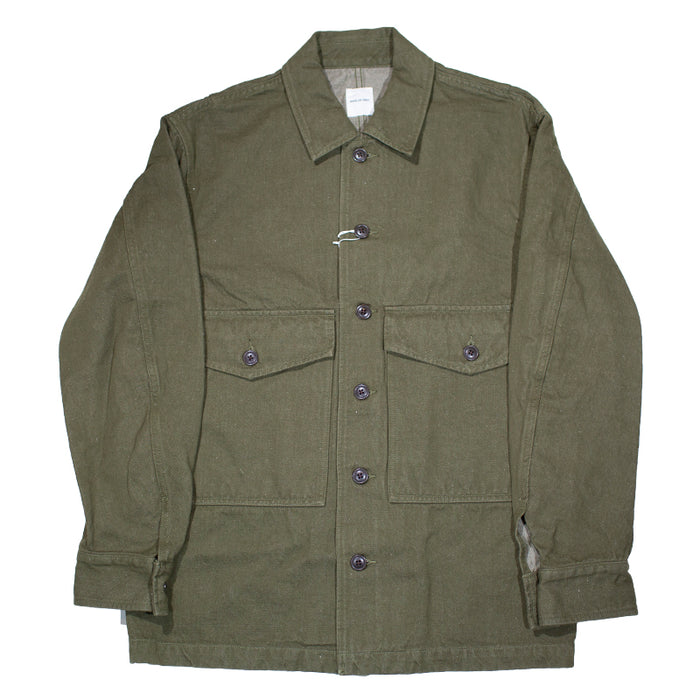 Sage de Cret - Washed olive linen and cotton twill Military jacket in washed olive linen and cotton twill