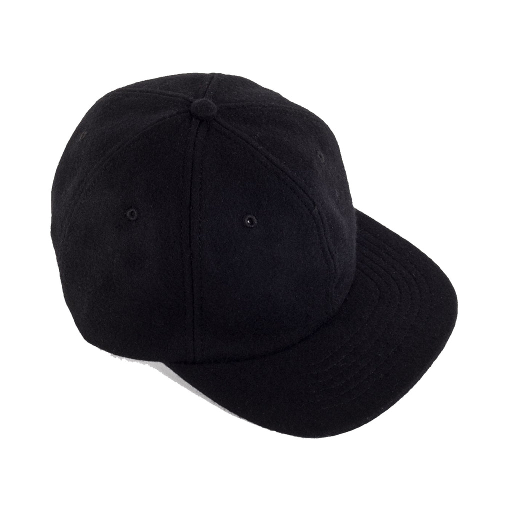 Viberg - Six Panel Black Wool Hat with Shell Cordovan Strap