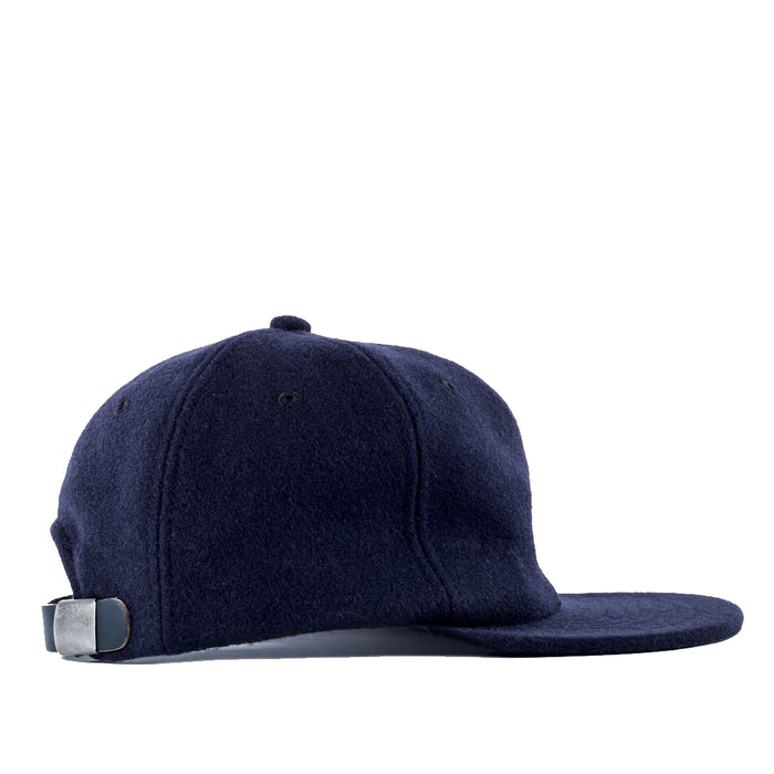 Viberg - Six Panel Navy Wool Hat with Shell Cordovan Strap