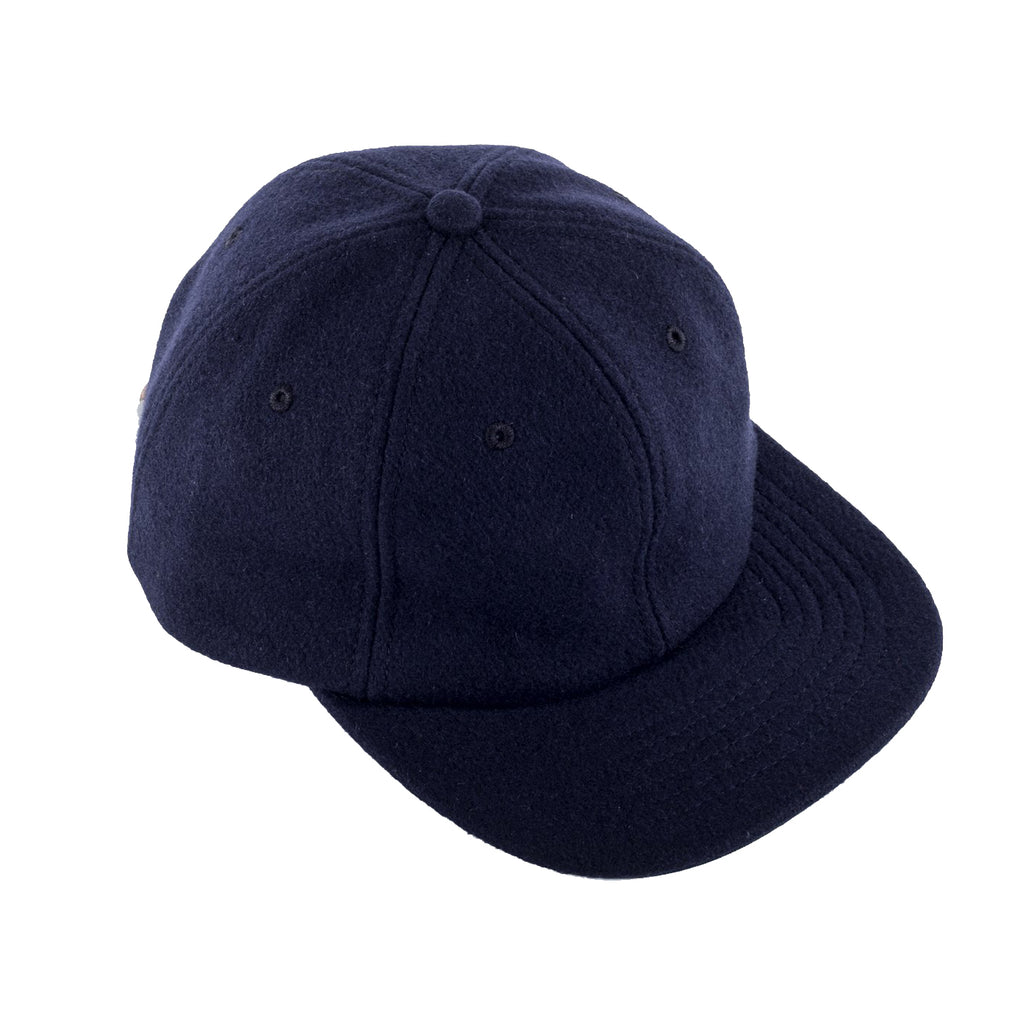 Viberg - Six Panel Navy Wool Hat with Shell Cordovan Strap